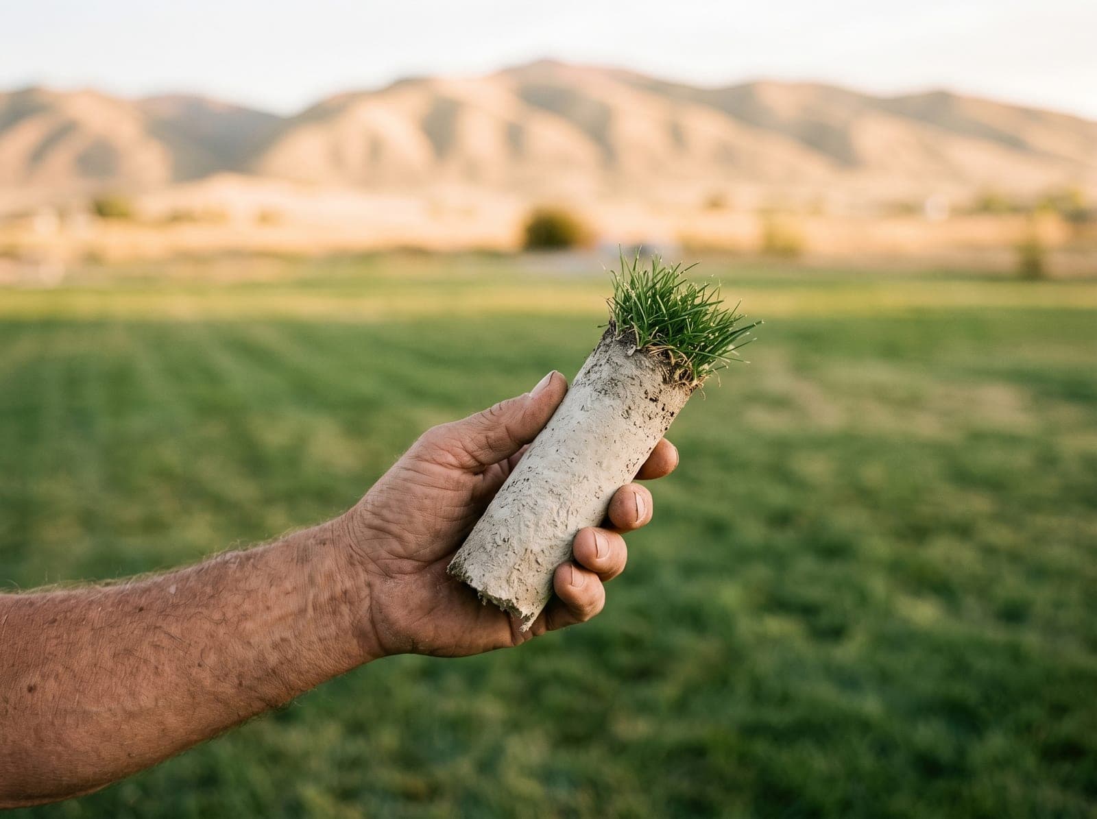 High-pH, calcareous soil on a Cache Valley lawn near Logan, Utah