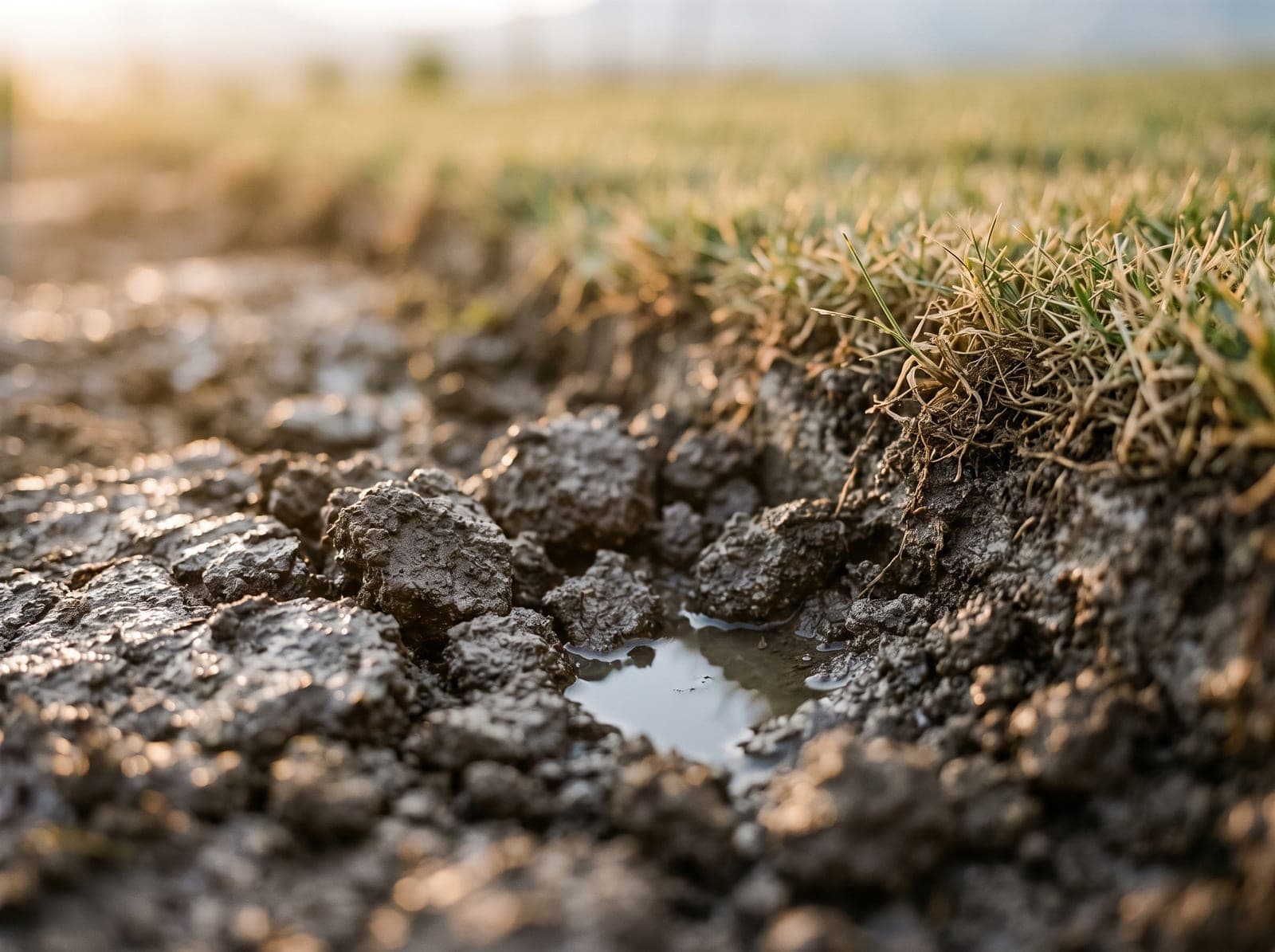 Heavier, slower-draining soil on a Cache Valley lawn near Hyrum, Utah