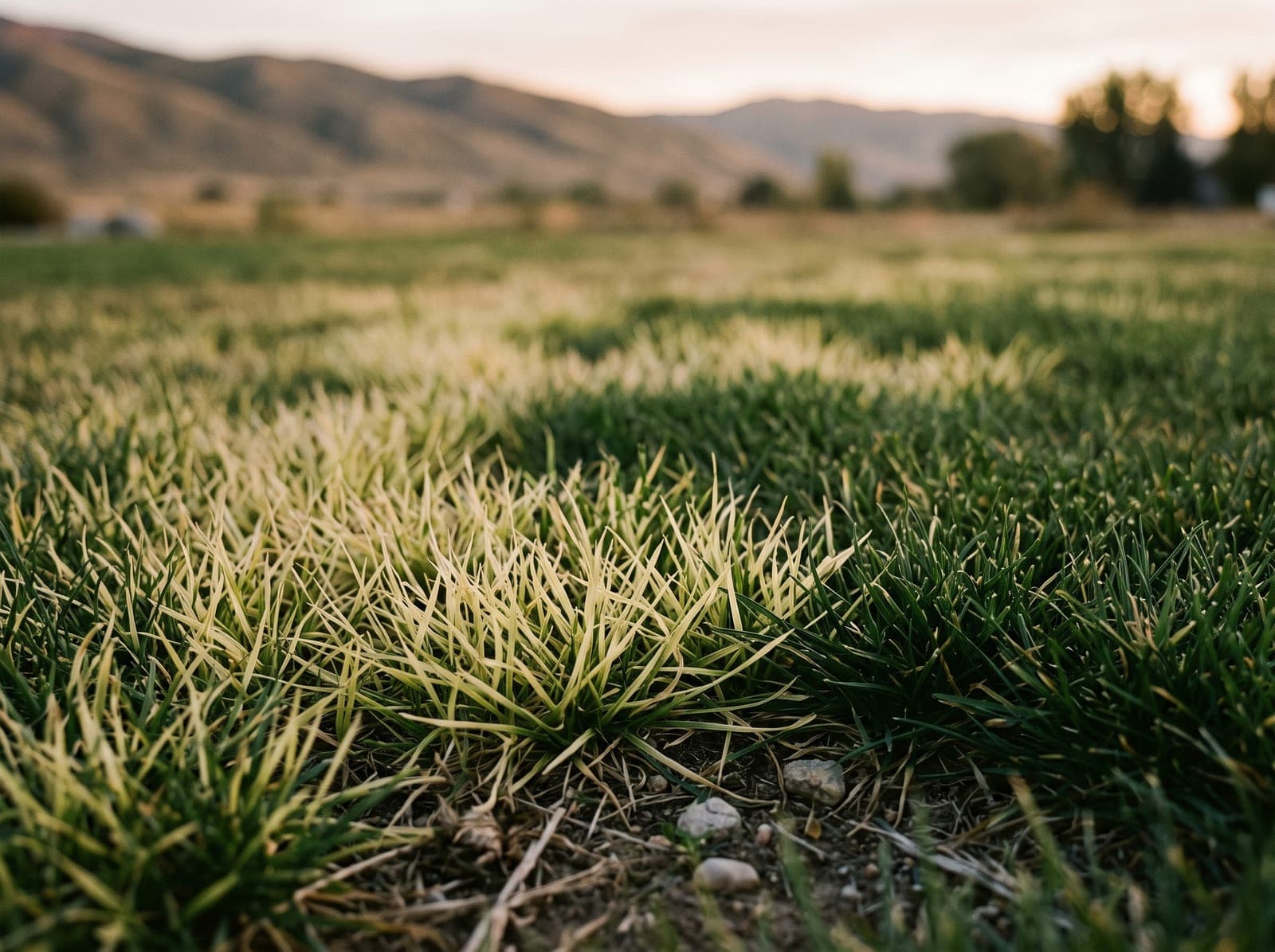 Iron chlorosis is common on a Cache Valley lawn near Logan, Utah
