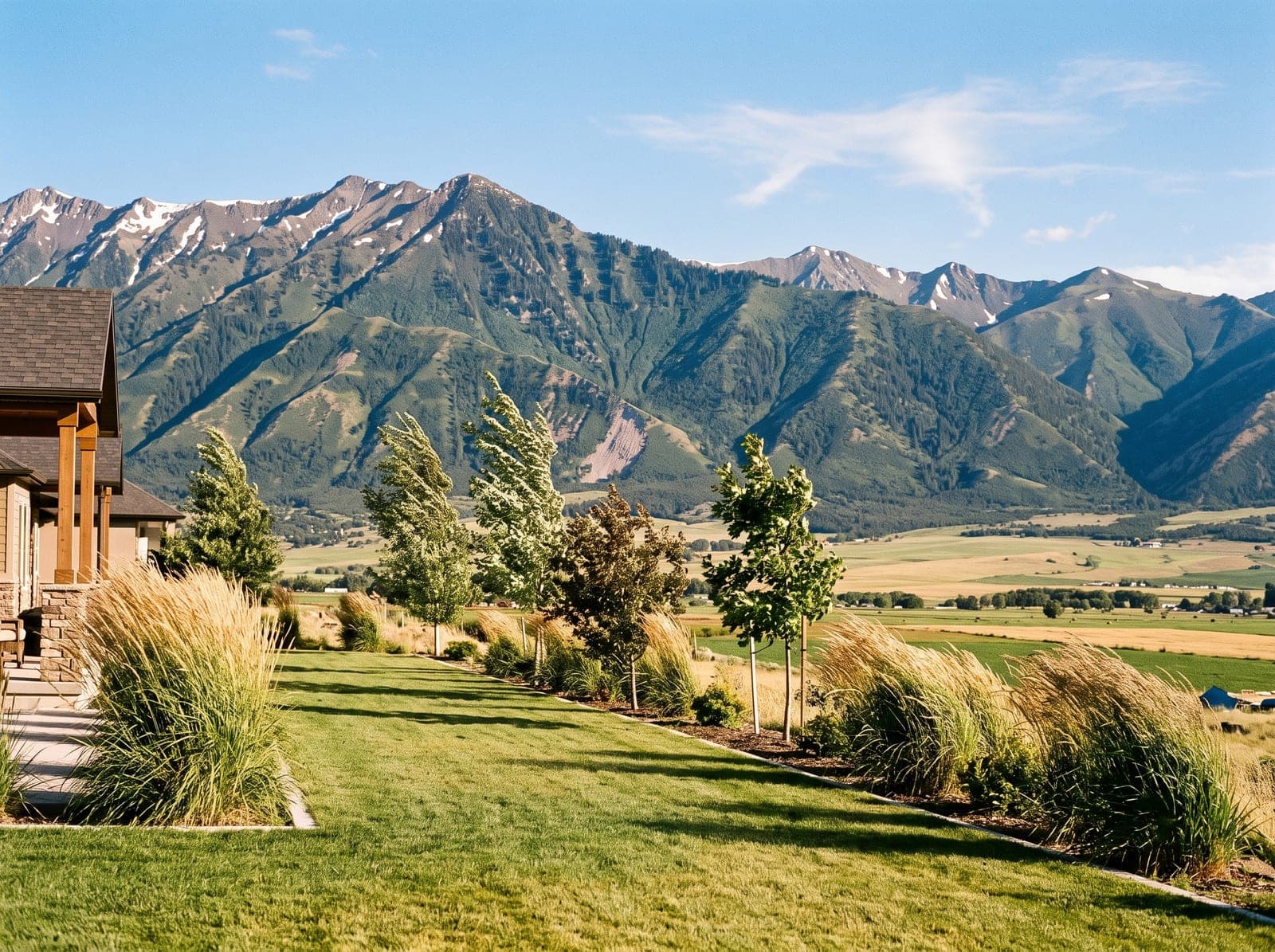 Canyon-mouth wind and sun on a Cache Valley lawn near Smithfield, Utah